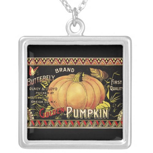 Pumpkin Label Antique Butterfly Brand Silver Plated Necklace