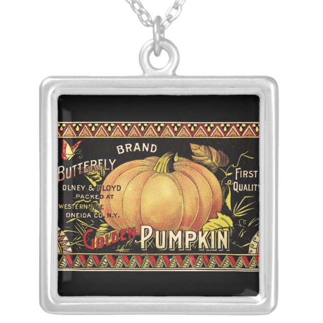 Pumpkin Label Antique Butterfly Brand Silver Plated Necklace (Front)