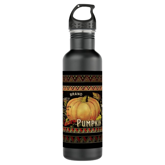 Pumpkin Label Antique Butterfly Brand Stainless Steel Water Bottle (Front)