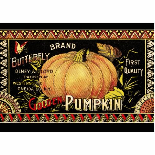 Pumpkin Label Antique Butterfly Brand Statuette