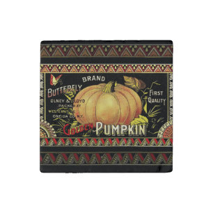 Pumpkin Label Antique Butterfly Brand Stone Magnet