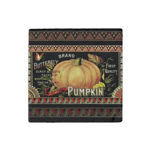 Pumpkin Label Antique Butterfly Brand Stone Magnet