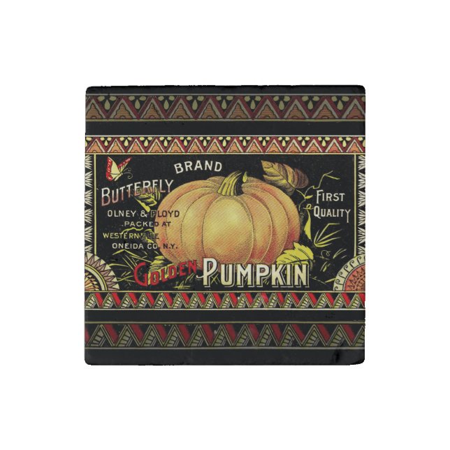 Pumpkin Label Antique Butterfly Brand Stone Magnet (First Magnet)
