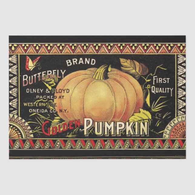 Pumpkin Label Antique Butterfly Brand Tissue Paper (Front)