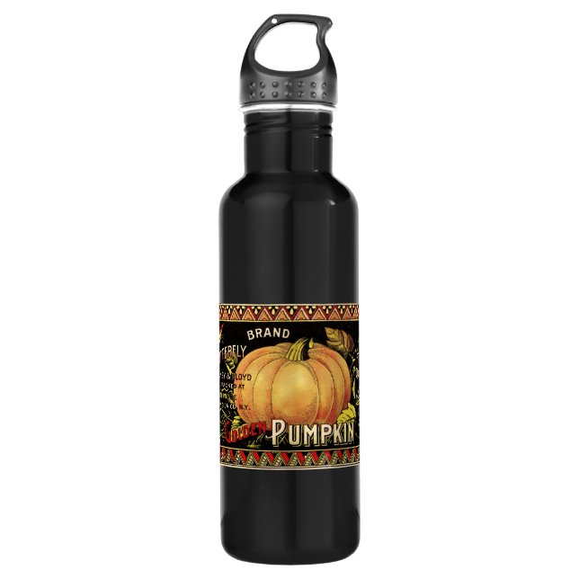 Pumpkin Label Antique Butterfly Brand Water Bottle (Front)