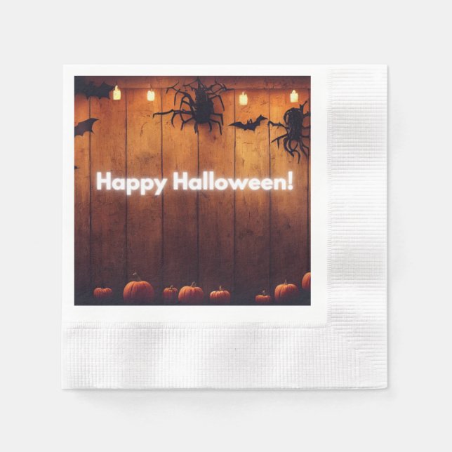 Pumpkin & Lantern Spider Napkins (Front)