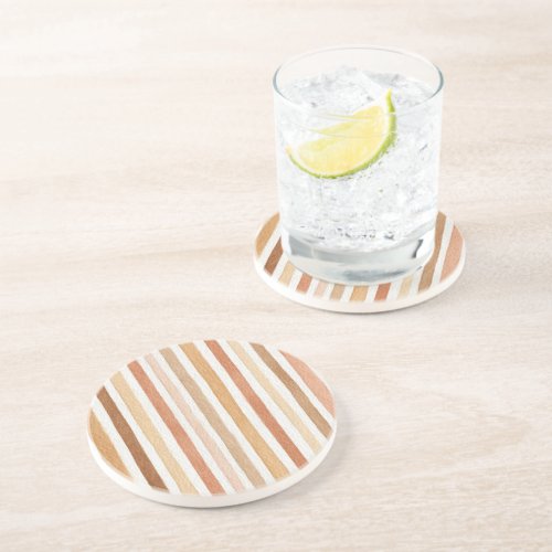 Pumpkin Latte Blush Stripes Coaster