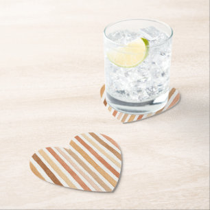 Pumpkin Latte Blush Stripes Paper Coaster