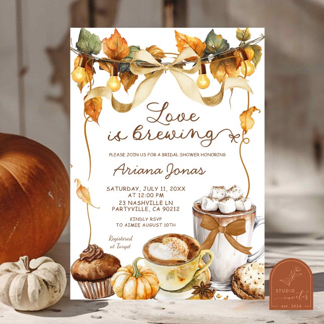 Pumpkin Latte Coquette Love brewing bridal Shower Invitation (Creator Uploaded)
