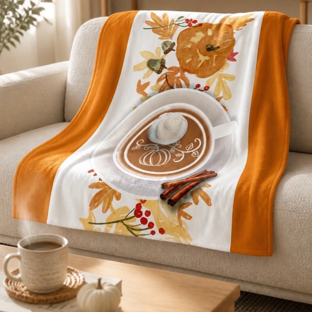 Pumpkin Latte | Fall Foliage Fleece Blanket (Creator Uploaded)