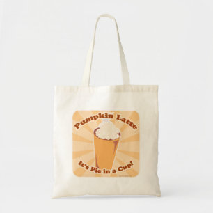 Pumpkin Latte Lover Slogan Cartoon Fun Design Tote Bag