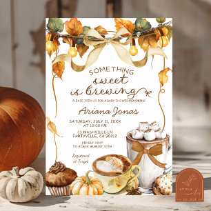 Pumpkin Latte Something Sweet Brewing Baby Shower Invitation