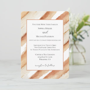 Pumpkin Latte Stripes Wedding Invitation