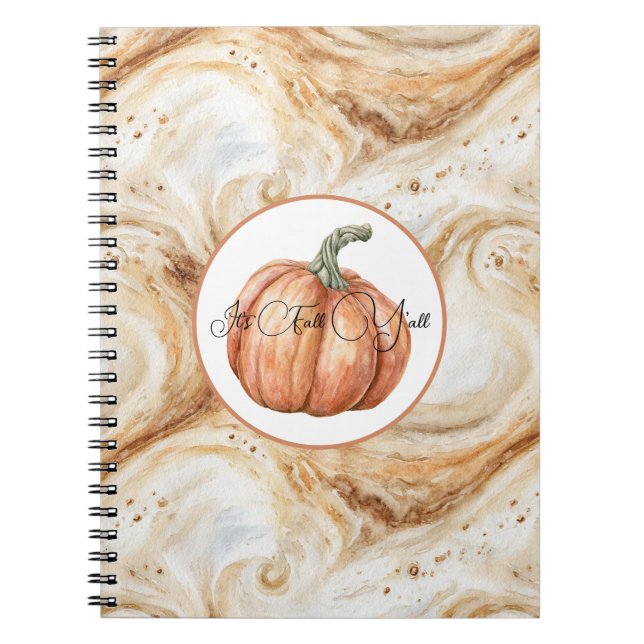 Pumpkin Latte Swirls Fall Y'all  Notebook (Front)
