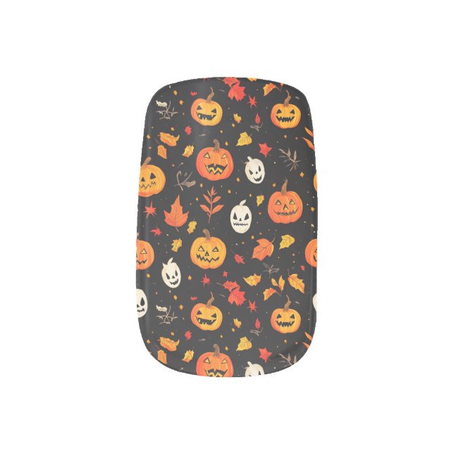 Pumpkin Leaf Minx Nail Art (Left Thumb)