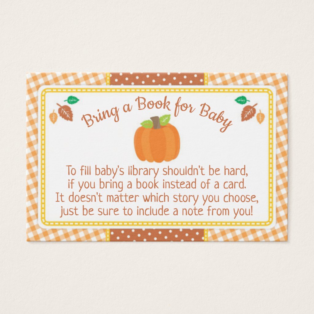 Pumpkin & Leaves Baby Shower Book Request Card