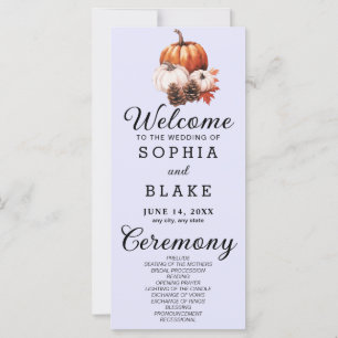 Pumpkin & Leaves Fall Lavender Wedding Program