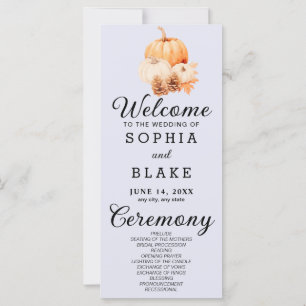 Pumpkin & Leaves Fall Lavender Wedding Program