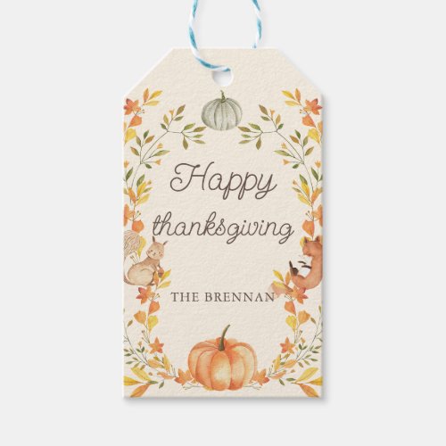 Pumpkin Leaves Thanksgiving Gift Tags