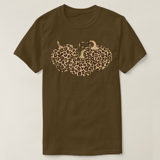Pumpkin Leopard Cheetah Autumn Pumpkin Cute Thanks T-Shirt (Design Front)