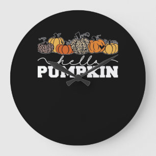 Pumpkin Leopard Fall Women Cute Autumn Season Than Large Clock