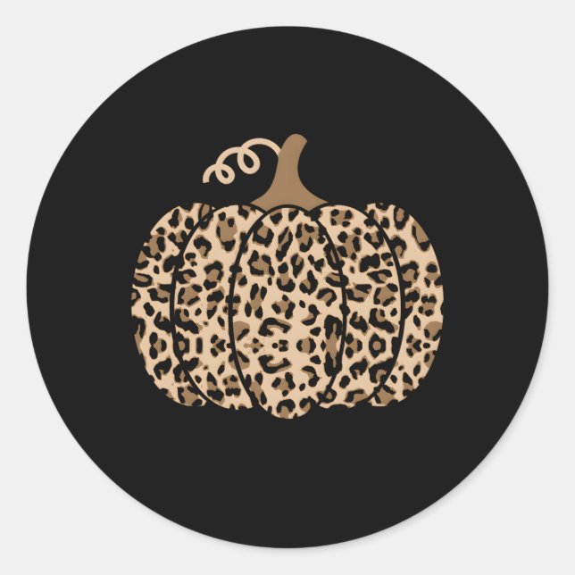 Pumpkin Leopard Print For N Classic Round Sticker (Front)