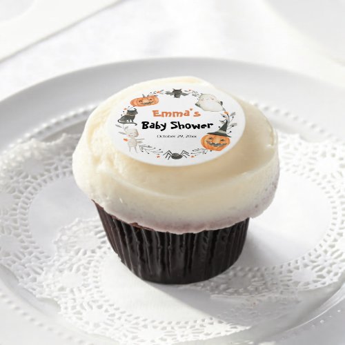 Pumpkin Little Boo Halloween Baby Shower Edible Frosting Rounds