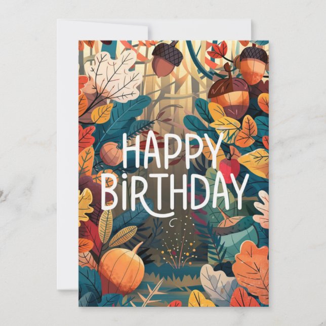 Pumpkin Little Cozy Autumn Fall Happy Birthday Card (Front)