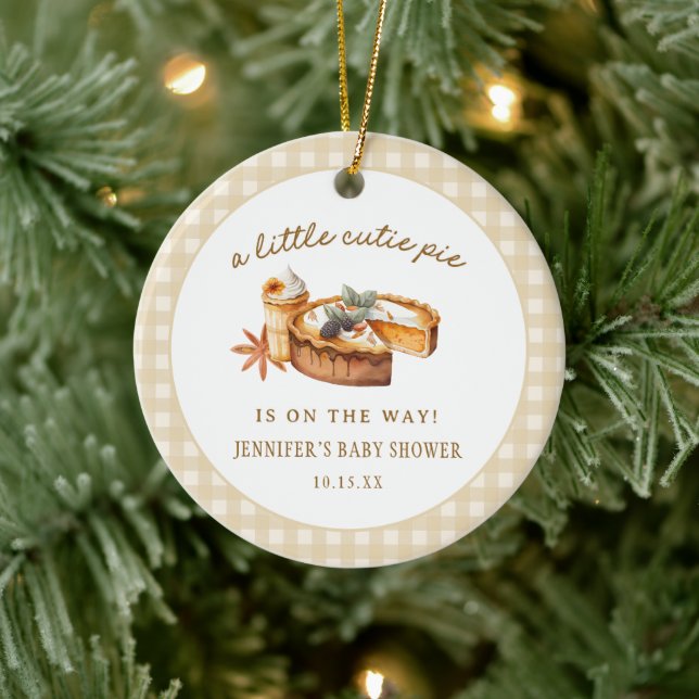 Pumpkin Little Cutie Pie Baby Shower Favor Ceramic Ornament (Tree)