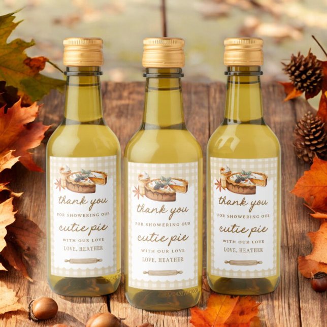 Pumpkin Little Cutie Pie Baby Shower Favor Wine Label (Creator Uploaded)