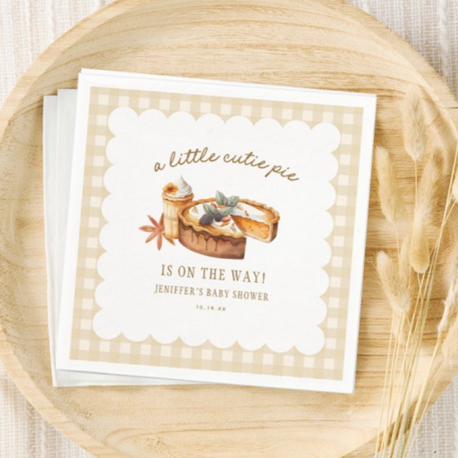 Pumpkin Little Cutie Pie Is On The Way Baby Shower Napkins (Creator Uploaded)
