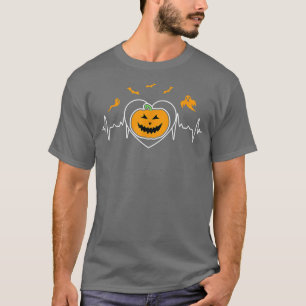 Pumpkin Love Heartbeat Jack O Lantern Face Cute Ha T-Shirt