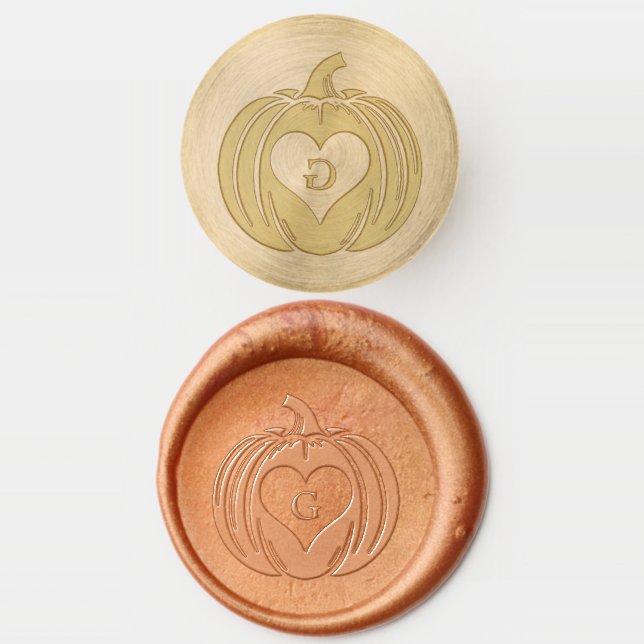 Pumpkin Love Initial Wax Seal Stamp (Stamped)