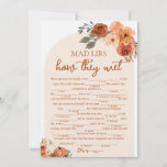 Pumpkin Mad Libs How They Met Bridal Shower Game Invitation
