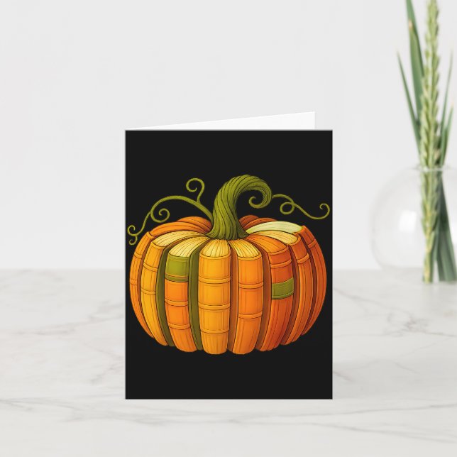 Pumpkin Made Out Of Books Tee Reading Halloween Te Card (Front)