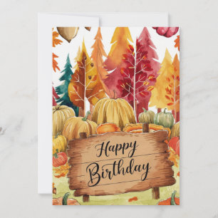Pumpkin Magical Woods Autumn Fall Happy Birthday Card