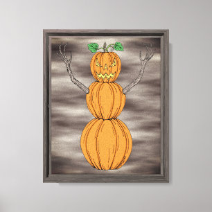 Pumpkin Man Halloween Art Canvas Print