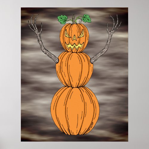 Pumpkin Man Halloween Art Poster