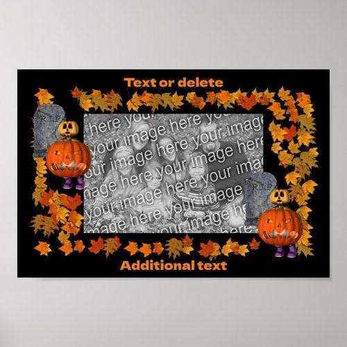 Pumpkin Man Halloween Frame Add Your Photo  Poster