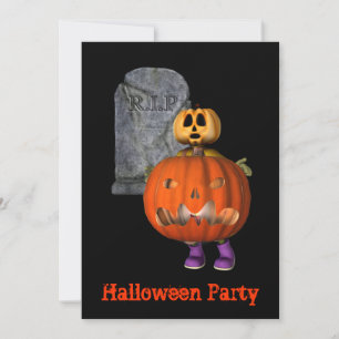 Pumpkin Man Tombstone Halloween Party Invitation