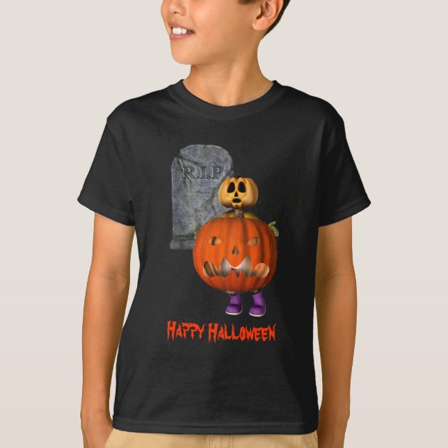 Pumpkin Man Tombstone Halloween Personalized T-Shirt (Front)