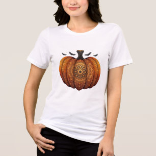 Pumpkin Mandala Magic Halloween Womens Tshirts