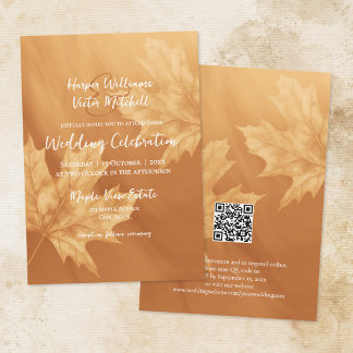 pumpkin maple leaves accent all in one invitation