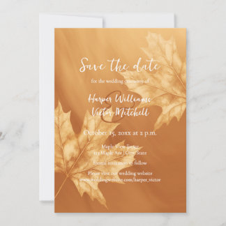 pumpkin maple leaves fall wedding save the date