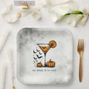 Pumpkin Martini Paper Plates