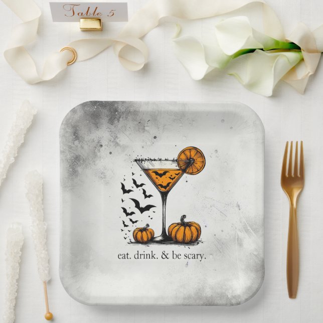 Pumpkin Martini Paper Plates (Wedding)