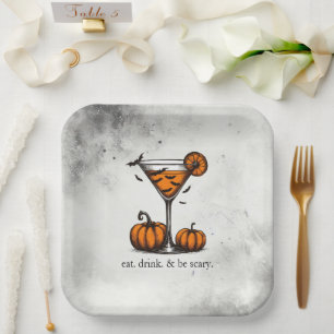 Pumpkin Martini Paper Plates
