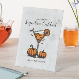 Pumpkin Martini Signature Drink Pedestal Sign