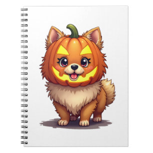 Pumpkin Mask Pomeranian Dog Notebook