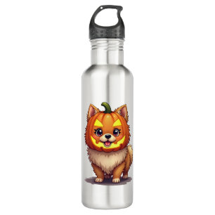 Pumpkin Mask Pomeranian Dog Stainless Steel Water Bottle